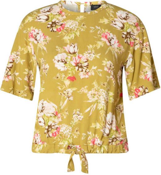 Yesta gebloemde top Hivi okergeel/ecru/roze