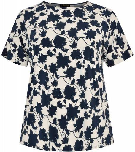 Yoek gebloemde top wit/marine