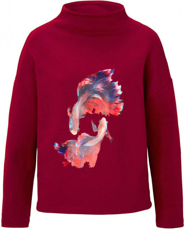 REKEN MAAR Sweatshirt met tulpkraag Granaatrood