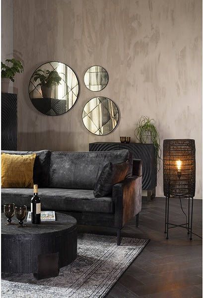 Dutchbone Vloerlamp 'Kari' Jute, kleur Zwart